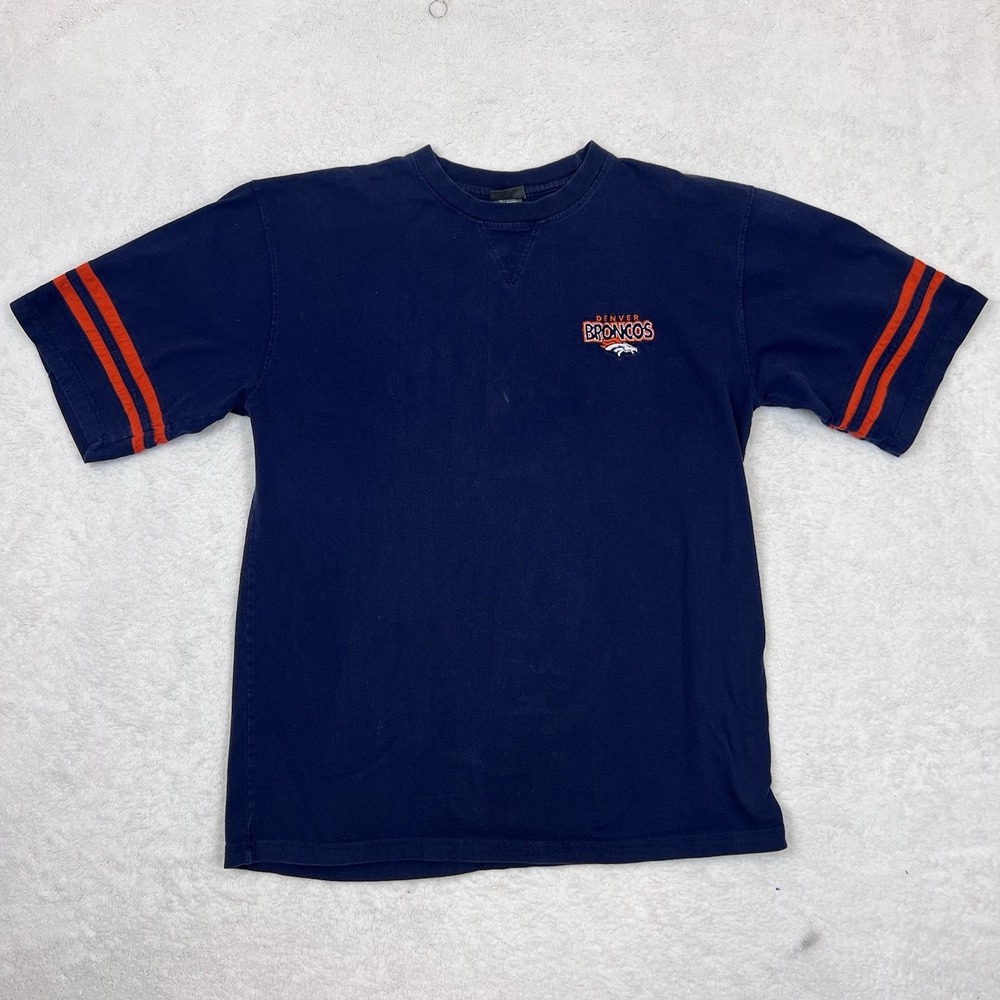 Vintage The Edge NFL Denver Broncos Football T-Shirt Size XL Men's Embroidered‎